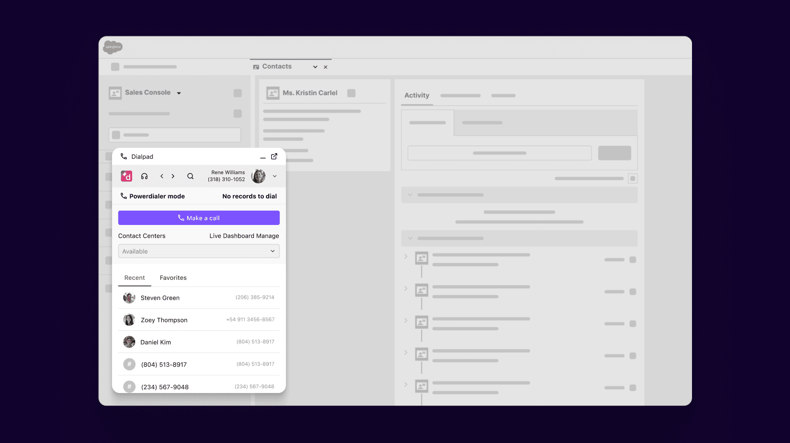 Salesforce Dialpad integration with power dialer